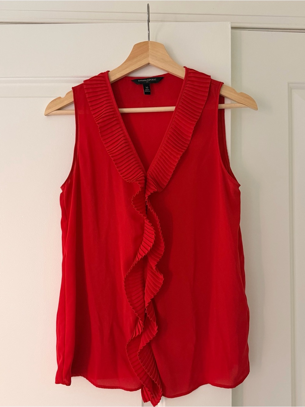 Banana Republic Red Ruffle-Trim Sleeveless Blouse